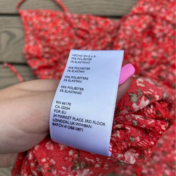 Free People all my love  medium red ditsy floral mini true wrap dress - Picture 8 of 10